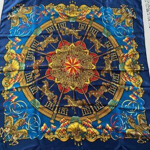 Hermes Silk Scarf Carre 90 Luna Park Amusement Horse Carousel Merry-Go-Round